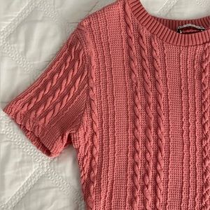 Zara Pink Sweater Knit Crop Top